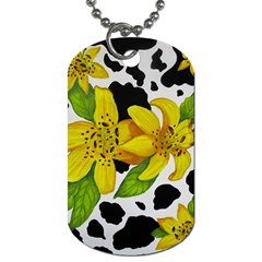 Floral Cow Print Dog Tag (one Side) by dawnsiegler