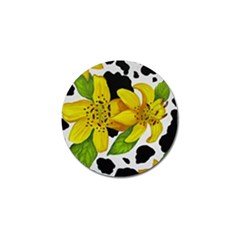 Floral Cow Print Golf Ball Marker by dawnsiegler