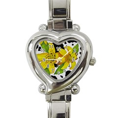 Floral Cow Print Heart Italian Charm Watch