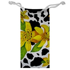 Floral Cow Print Jewelry Bag by dawnsiegler