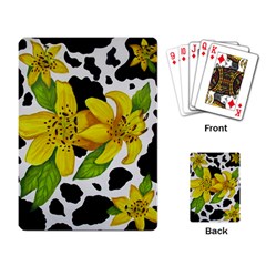 Floral Cow Print Playing Card by dawnsiegler