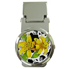 Floral Cow Print Money Clip Watches by dawnsiegler