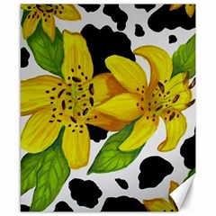 Floral Cow Print Canvas 8  X 10  by dawnsiegler