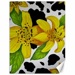 Floral Cow Print Canvas 18  X 24   by dawnsiegler