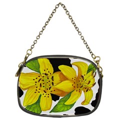 Floral Cow Print Chain Purses (two Sides)  by dawnsiegler