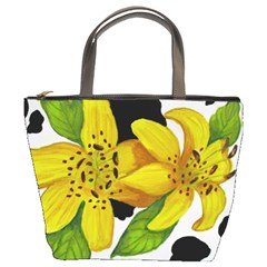 Floral Cow Print Bucket Bags by dawnsiegler