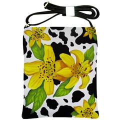 Floral Cow Print Shoulder Sling Bags by dawnsiegler