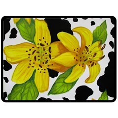 Floral Cow Print Fleece Blanket (large) 