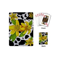 Floral Cow Print Playing Cards (mini)  by dawnsiegler