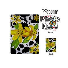 Floral Cow Print Playing Cards 54 (mini)  by dawnsiegler