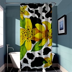 Floral Cow Print Shower Curtain 36  X 72  (stall)  by dawnsiegler