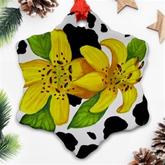 Floral Cow Print Snowflake Ornament (two Sides)