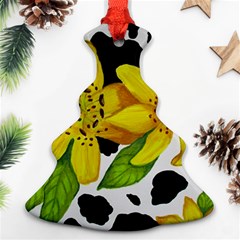 Floral Cow Print Christmas Tree Ornament (two Sides) by dawnsiegler