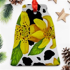 Floral Cow Print Bell Ornament (two Sides) by dawnsiegler