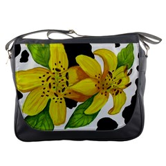 Floral Cow Print Messenger Bags by dawnsiegler