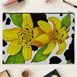 Floral Cow Print Cosmetic Bag (XXXL)  Back