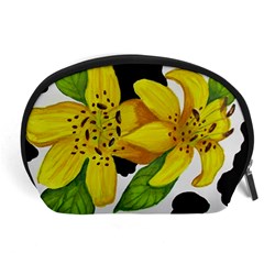 Floral Cow Print Accessory Pouches (large)  by dawnsiegler