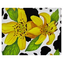 Floral Cow Print Double Sided Flano Blanket (medium) 