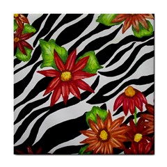 Floral Zebra Print Tile Coasters