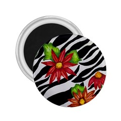 Floral Zebra Print 2 25  Magnets