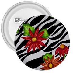 Floral Zebra Print 3  Buttons by dawnsiegler