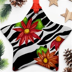 Floral Zebra Print Ornament (star)