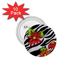 Floral Zebra Print 1 75  Buttons (10 Pack) by dawnsiegler