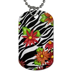 Floral Zebra Print Dog Tag (one Side) by dawnsiegler