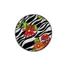 Floral Zebra Print Hat Clip Ball Marker by dawnsiegler