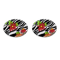 Floral Zebra Print Cufflinks (oval) by dawnsiegler