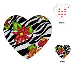 Floral Zebra Print Playing Cards (heart) 