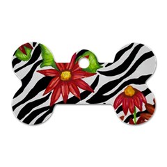 Floral Zebra Print Dog Tag Bone (two Sides)