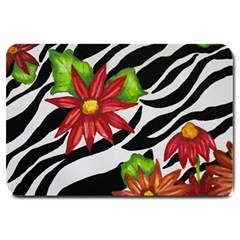 Floral Zebra Print Large Doormat  by dawnsiegler