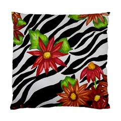 Floral Zebra Print Standard Cushion Case (two Sides)