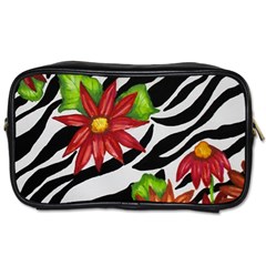 Floral Zebra Print Toiletries Bags 2-side by dawnsiegler