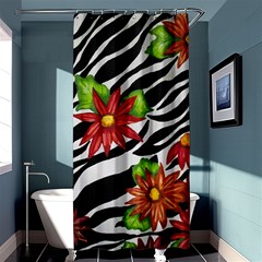 Floral Zebra Print Shower Curtain 36  X 72  (stall)  by dawnsiegler