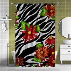 Floral Zebra Print Shower Curtain 48  X 72  (small)  by dawnsiegler