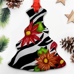 Floral Zebra Print Ornament (christmas Tree)  by dawnsiegler