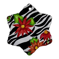 Floral Zebra Print Snowflake Ornament (two Sides)