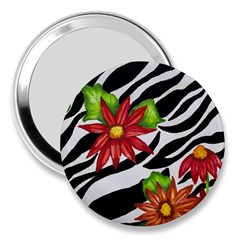 Floral Zebra Print 3  Handbag Mirrors by dawnsiegler