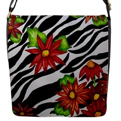 Floral Zebra Print Flap Messenger Bag (s) by dawnsiegler