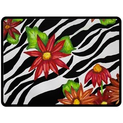 Floral Zebra Print Double Sided Fleece Blanket (large)  by dawnsiegler