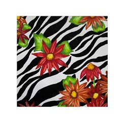 Floral Zebra Print Small Satin Scarf (square) by dawnsiegler