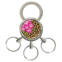 Floral Leopard Print 3-ring Key Chains by dawnsiegler