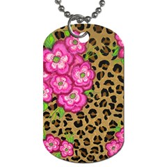 Floral Leopard Print Dog Tag (one Side) by dawnsiegler