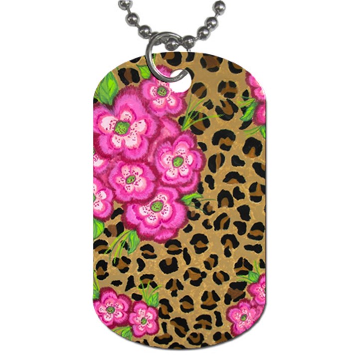 Floral Leopard Print Dog Tag (One Side)