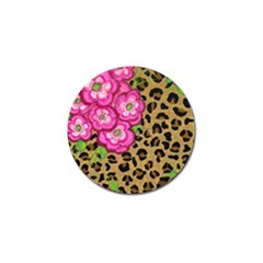 Floral Leopard Print Golf Ball Marker by dawnsiegler