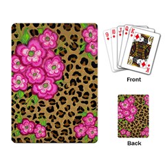 Floral Leopard Print Playing Card