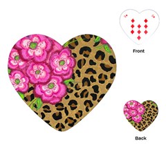 Floral Leopard Print Playing Cards (heart) 