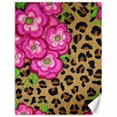 Floral Leopard Print Canvas 12  X 16   by dawnsiegler